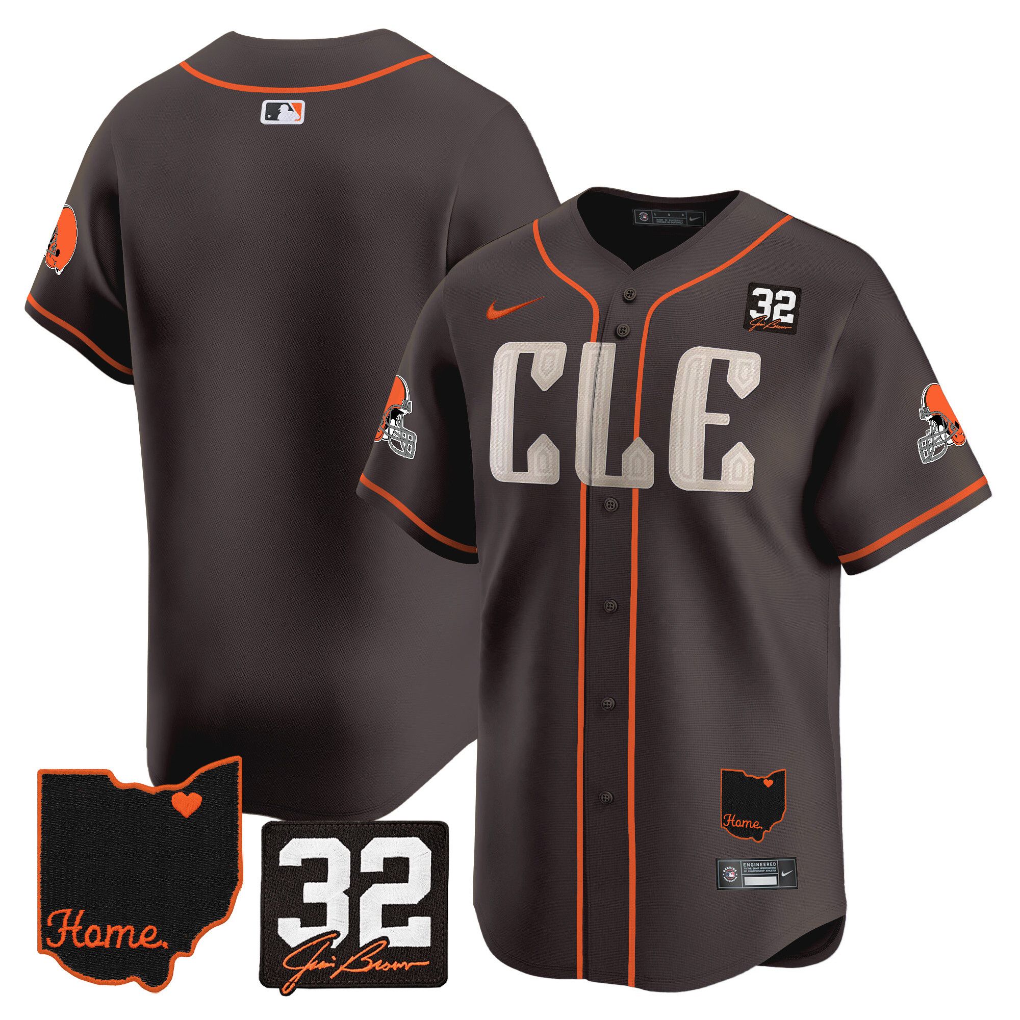 Men Cleveland Browns Blank Brown Home Patch Vapor Premier Limited 2024 Nike NFL Jersey